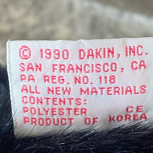 Vintage Dakin Black teddy bear plush floral paws T29 - Picture 6 of 6